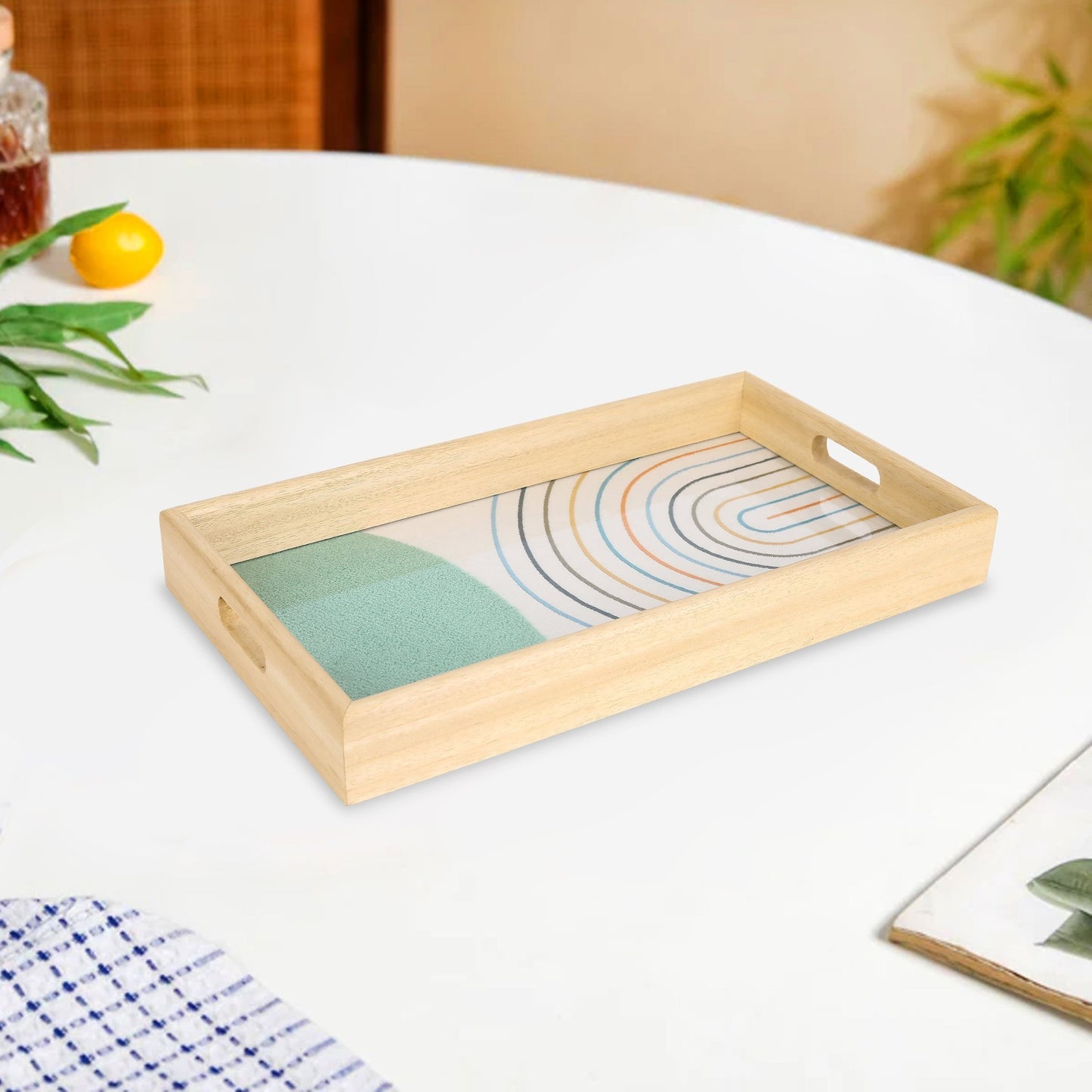 Rainbow Curve with Mint Semi - Circle – Boho - minimalist chic (30x15cm) - HomeDukaan