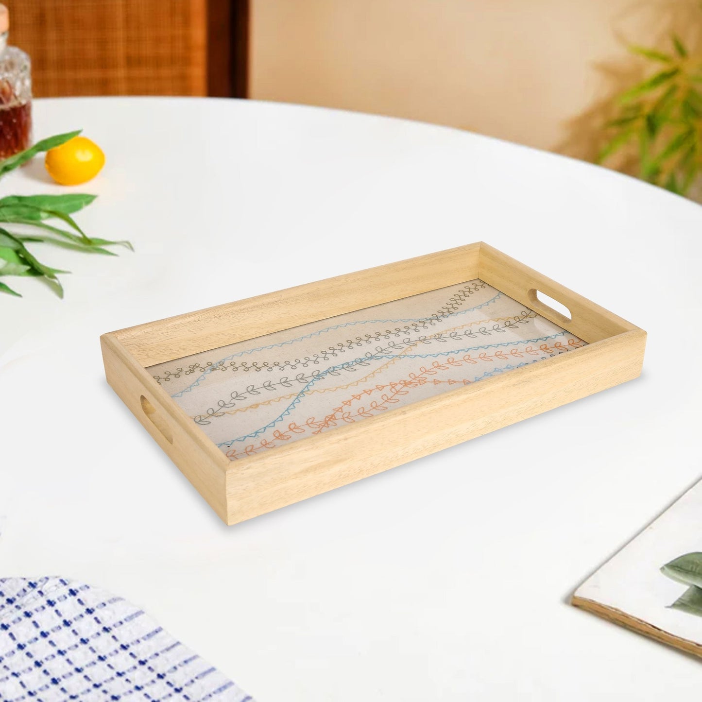 Leaf & Wavy Line Design (casual - boho) (30x15cm) - HomeDukaan