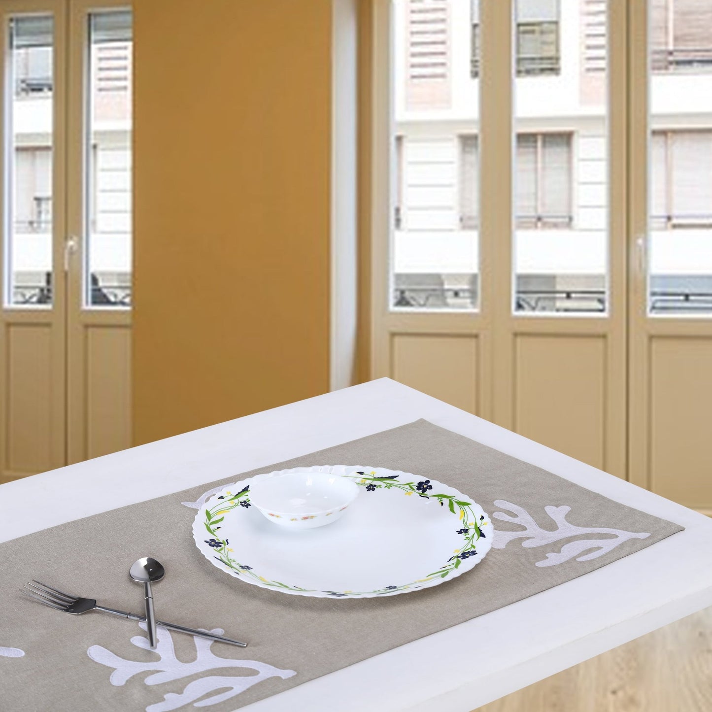 COSTABRAVA table - runner white/natural, 35x170cm (14x67") - HomeDukaan