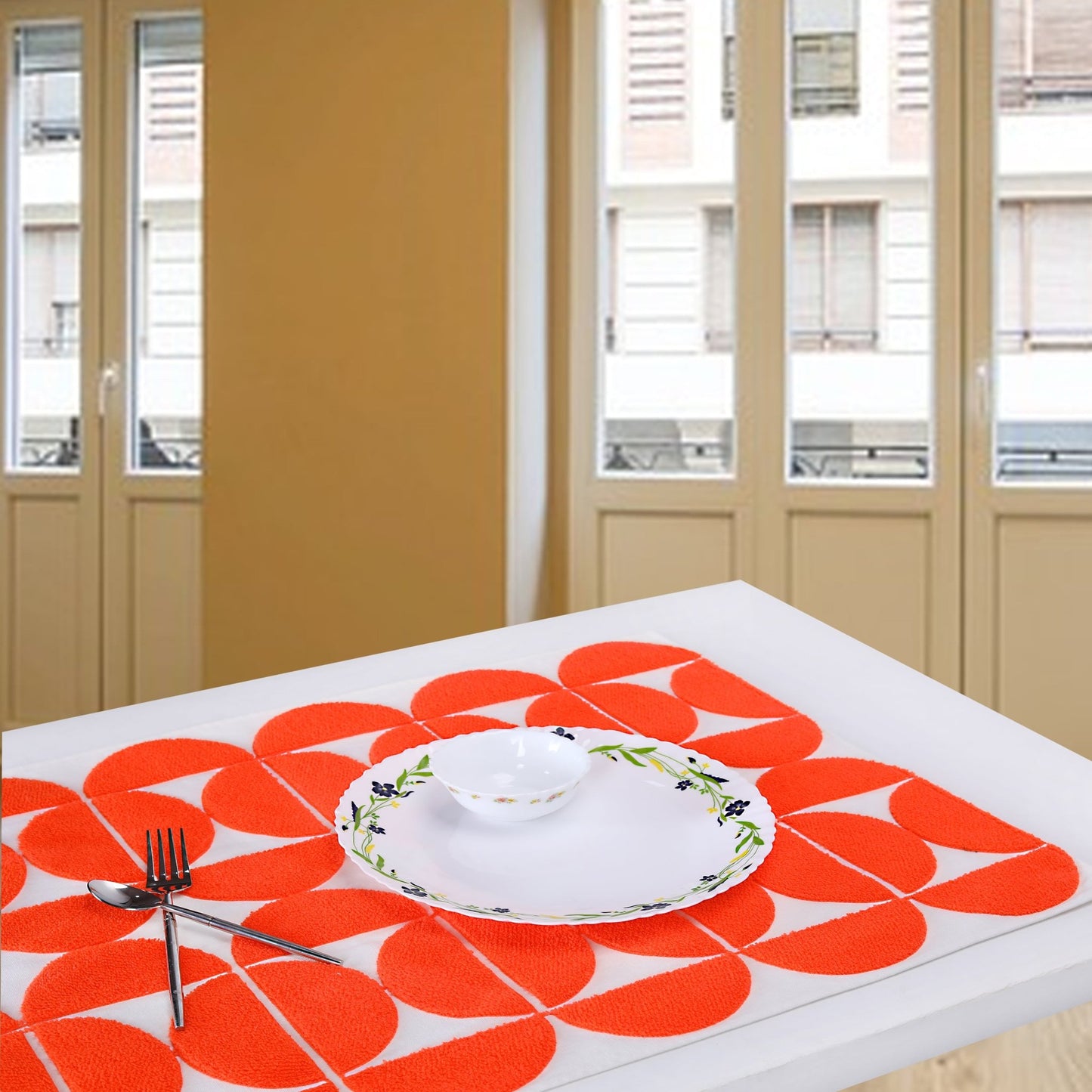 FÄRGKRETS table - runner, orange/white, 35x170cm (14x67") - HomeDukaan