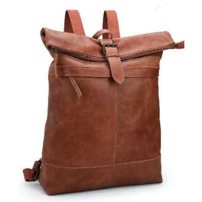 unisex brown leather bagpack