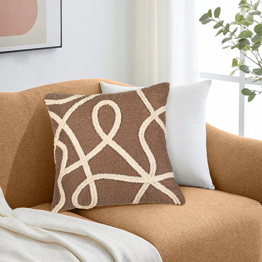 Brown Laced Cushion (45x45cm) - HomeDukaan
