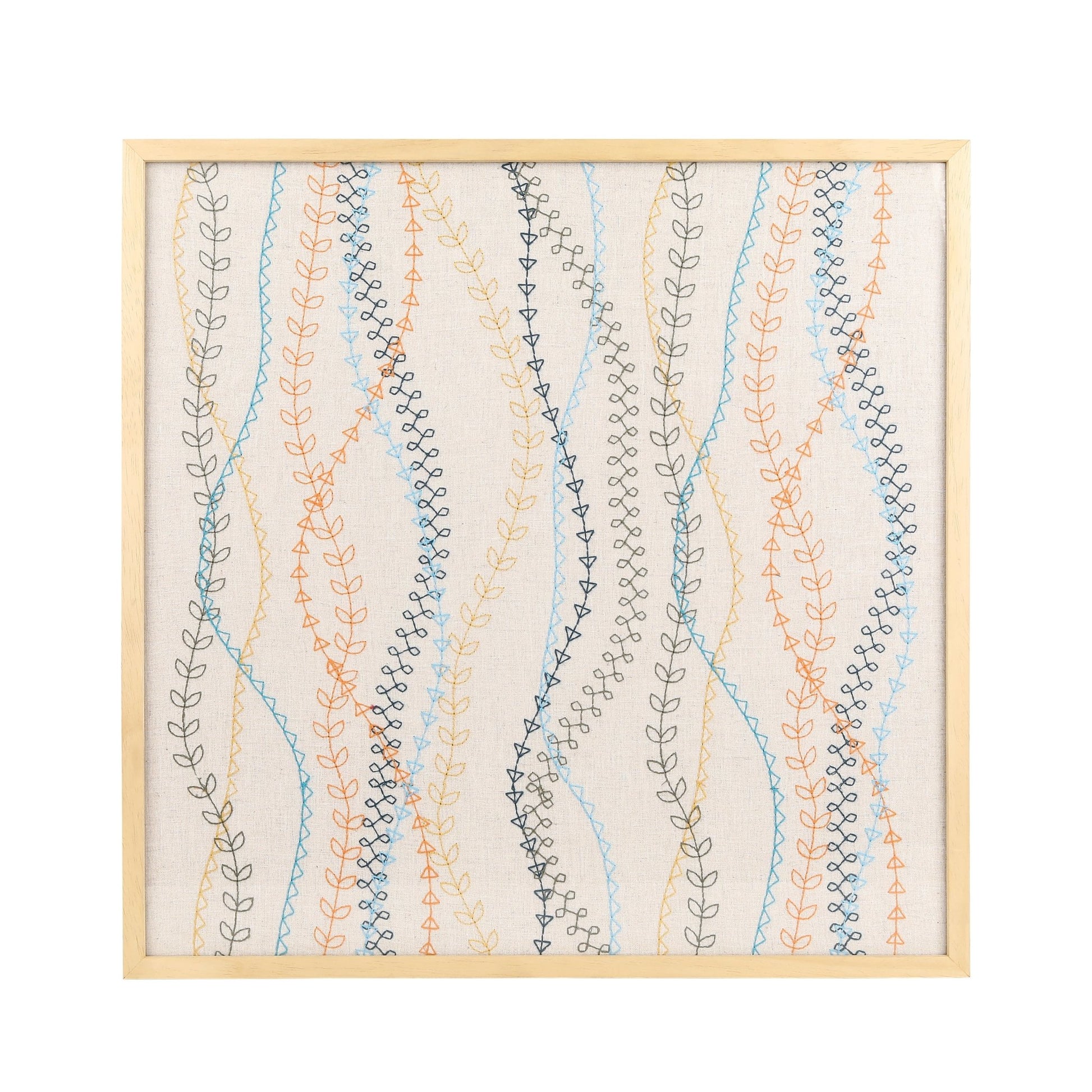 Boho Waves Wall Art – Hand - Drawn Leaf & Line Design (50x50cm)(2kgs) - HomeDukaan