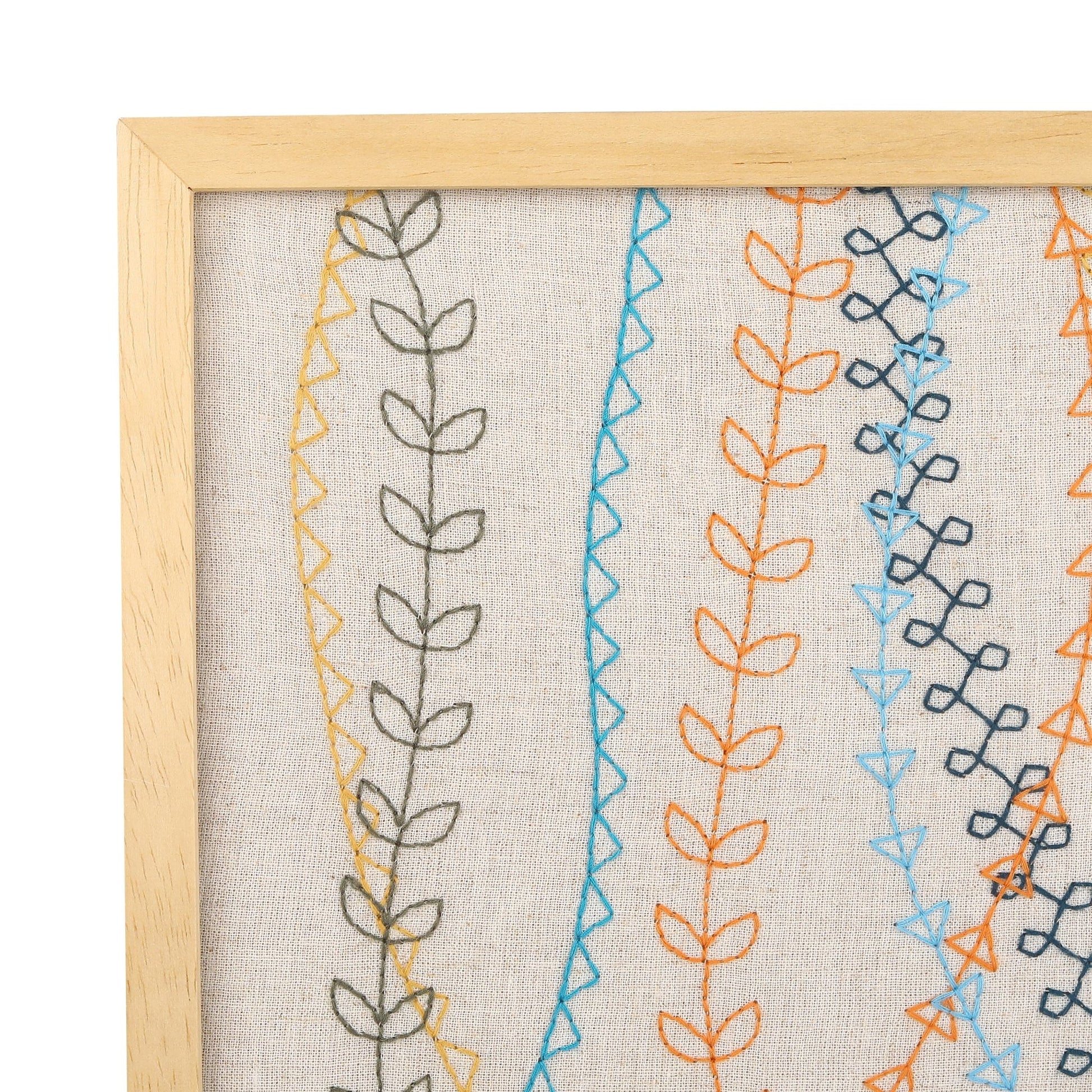 Boho Waves Wall Art – Hand - Drawn Leaf & Line Design (50x50cm)(2kgs) - HomeDukaan
