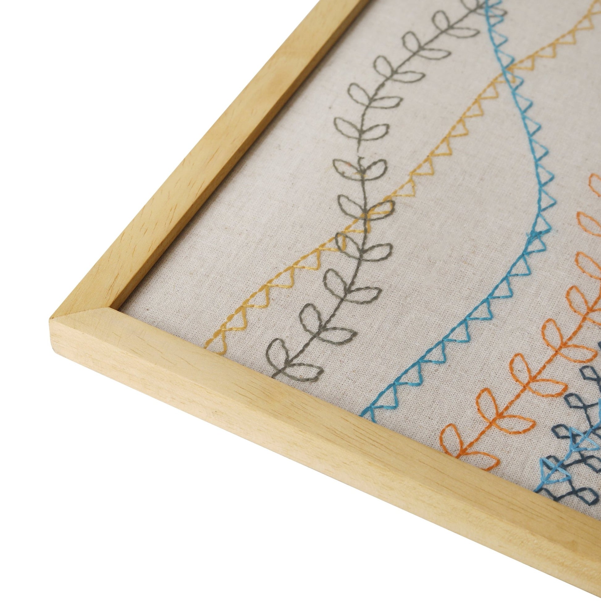 Boho Waves Wall Art – Hand - Drawn Leaf & Line Design (50x50cm)(2kgs) - HomeDukaan
