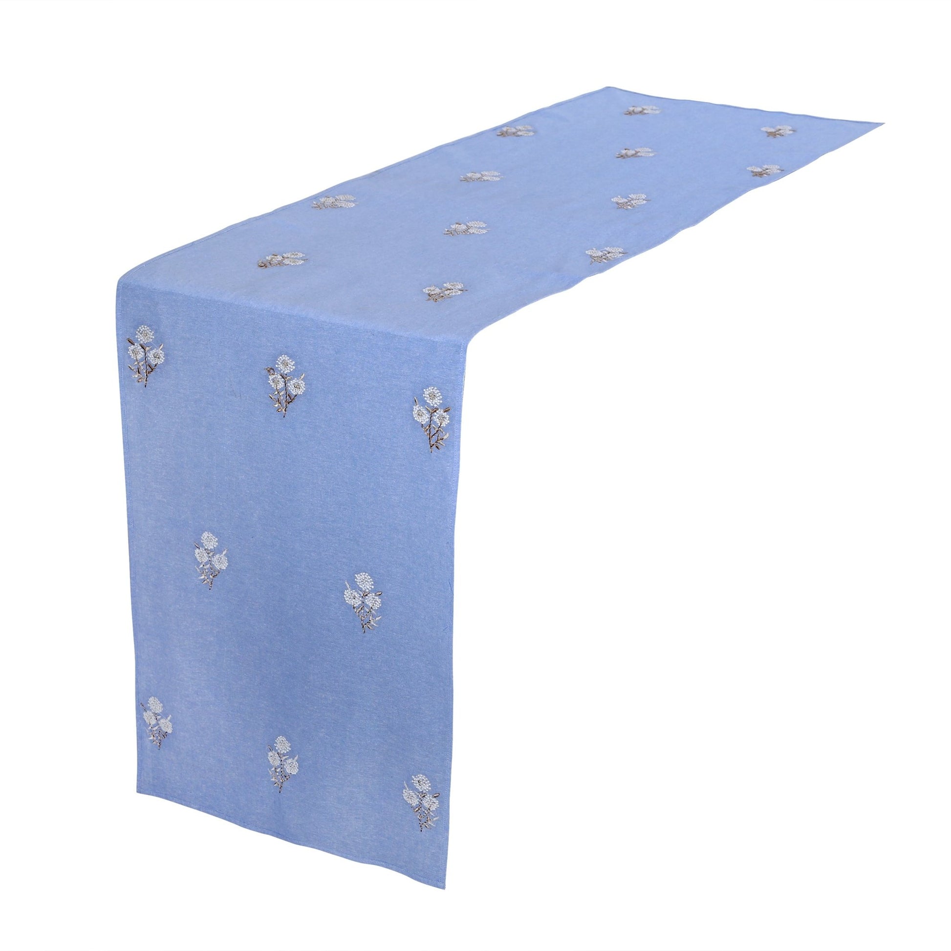 MIAMI table - runner hite - yellow/blue, 35x170cm (14x67") - HomeDukaan