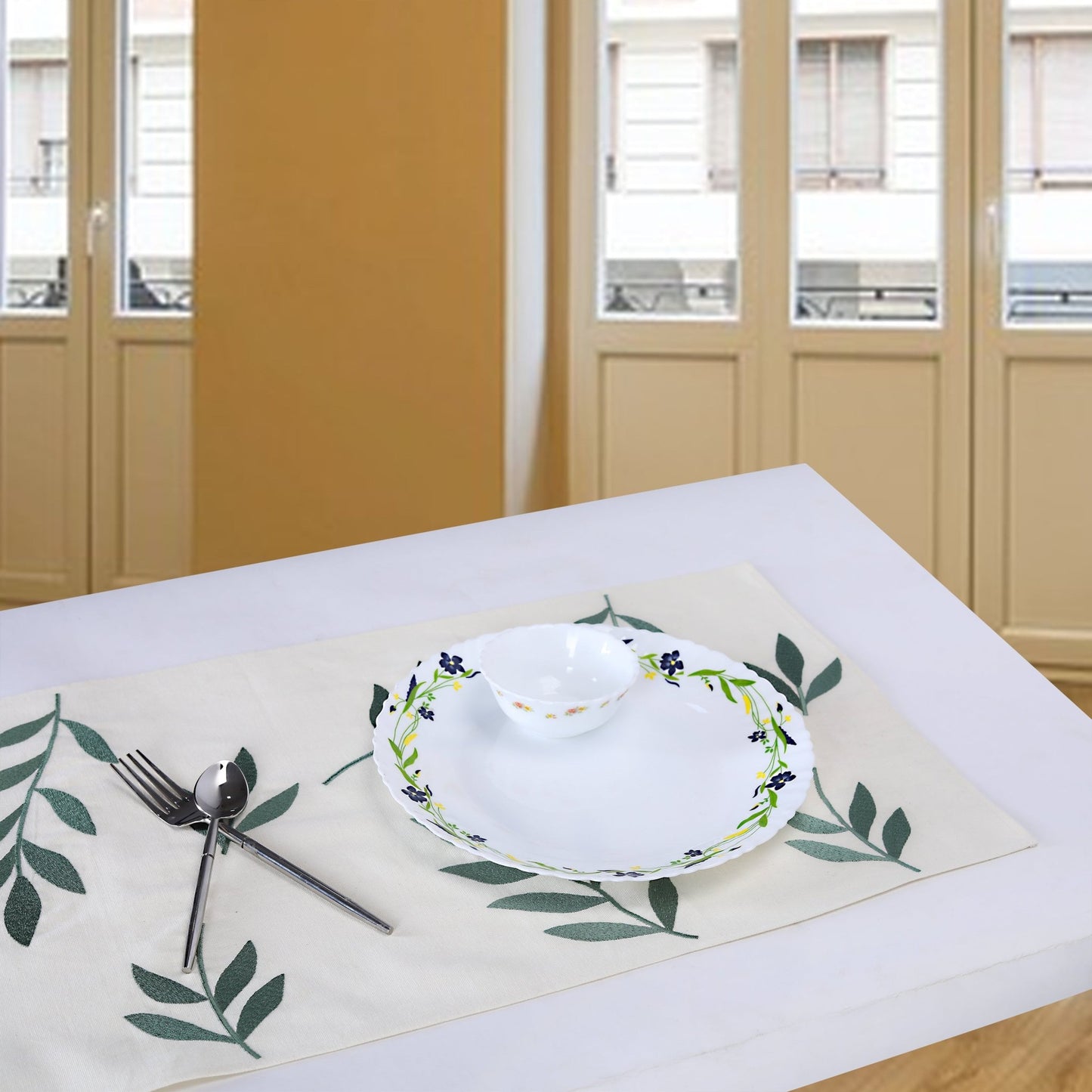 CARACUS table - runner green/white, 35x170cm (14x67") (tbd) - HomeDukaan