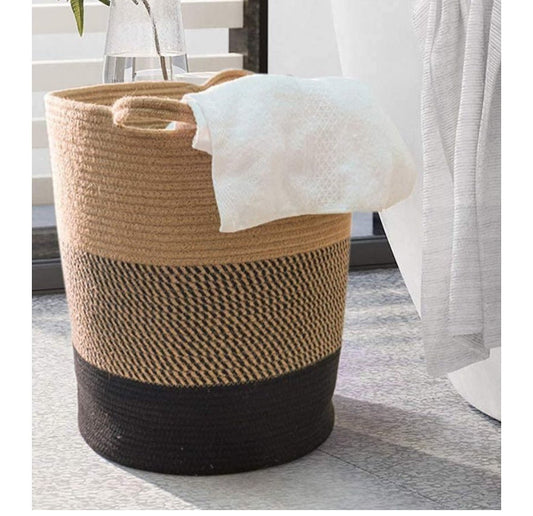 Natural Jute & Black Basket - HomeDukaan