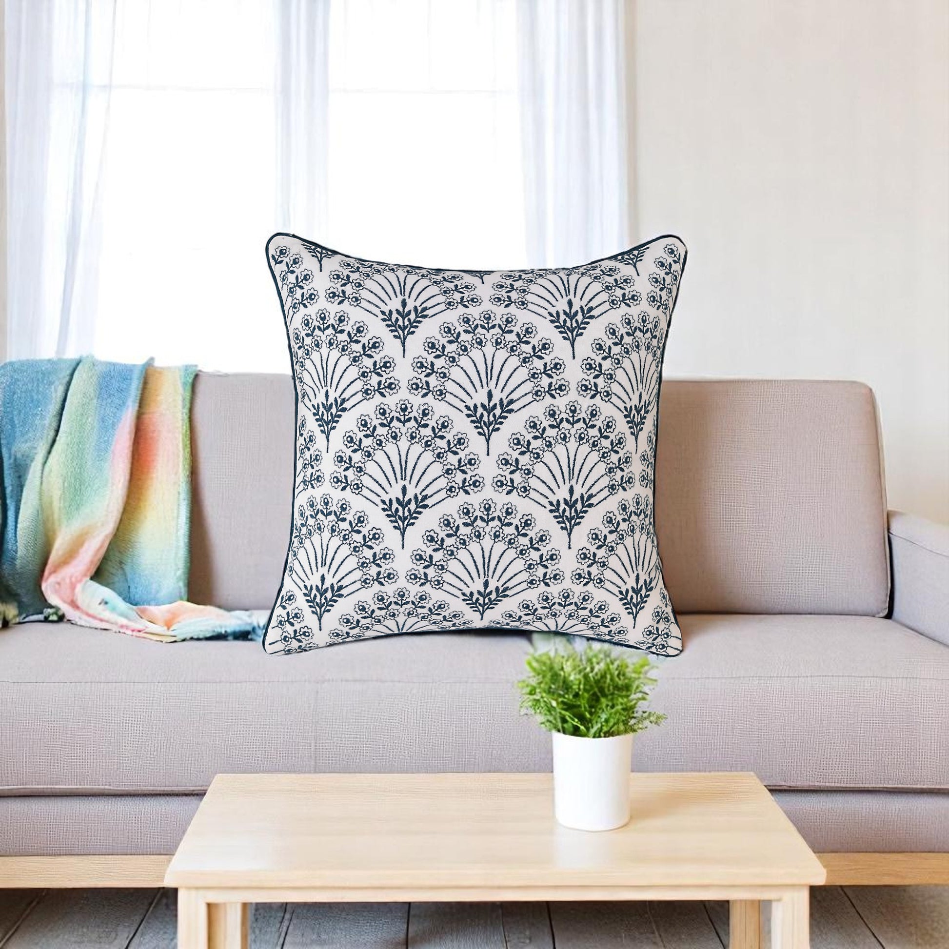 MÖRKBLAD cushion set, blue/white, 45x45cm (18x18") - HomeDukaan