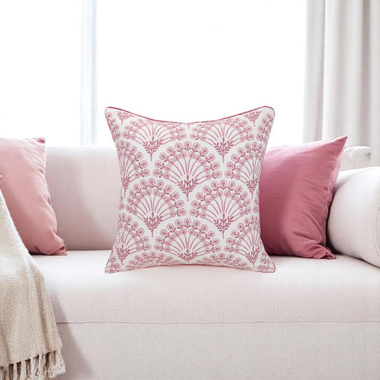 ROSENFAN cushion set, pink/white, 45x45cm (18x18") - HomeDukaan