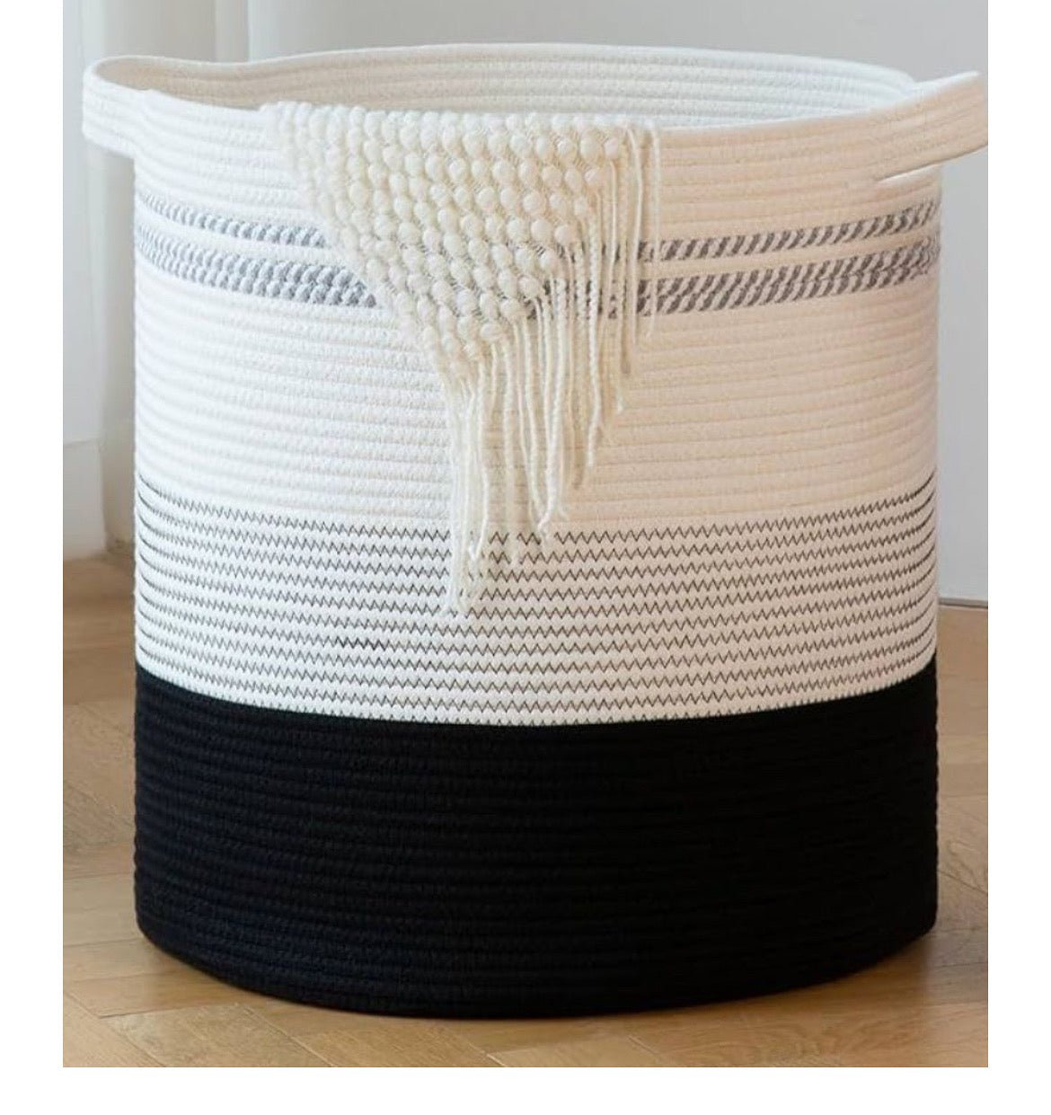 Black n White Striped Basket - HomeDukaan