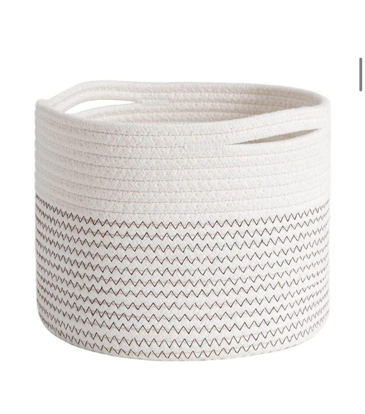 Zig - Zag Pattern White Basket - HomeDukaan