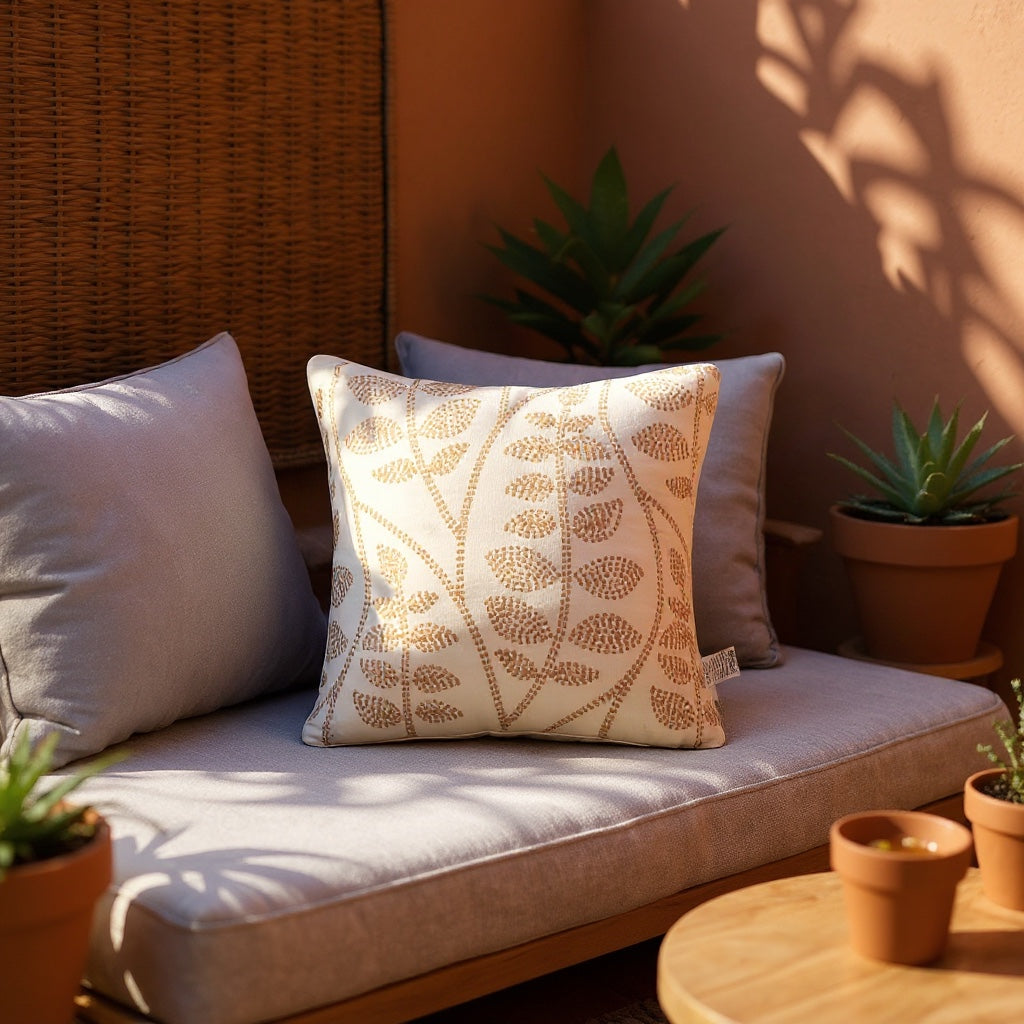 SANDLÖV  set, beige/white, 45x45cm (18x18")