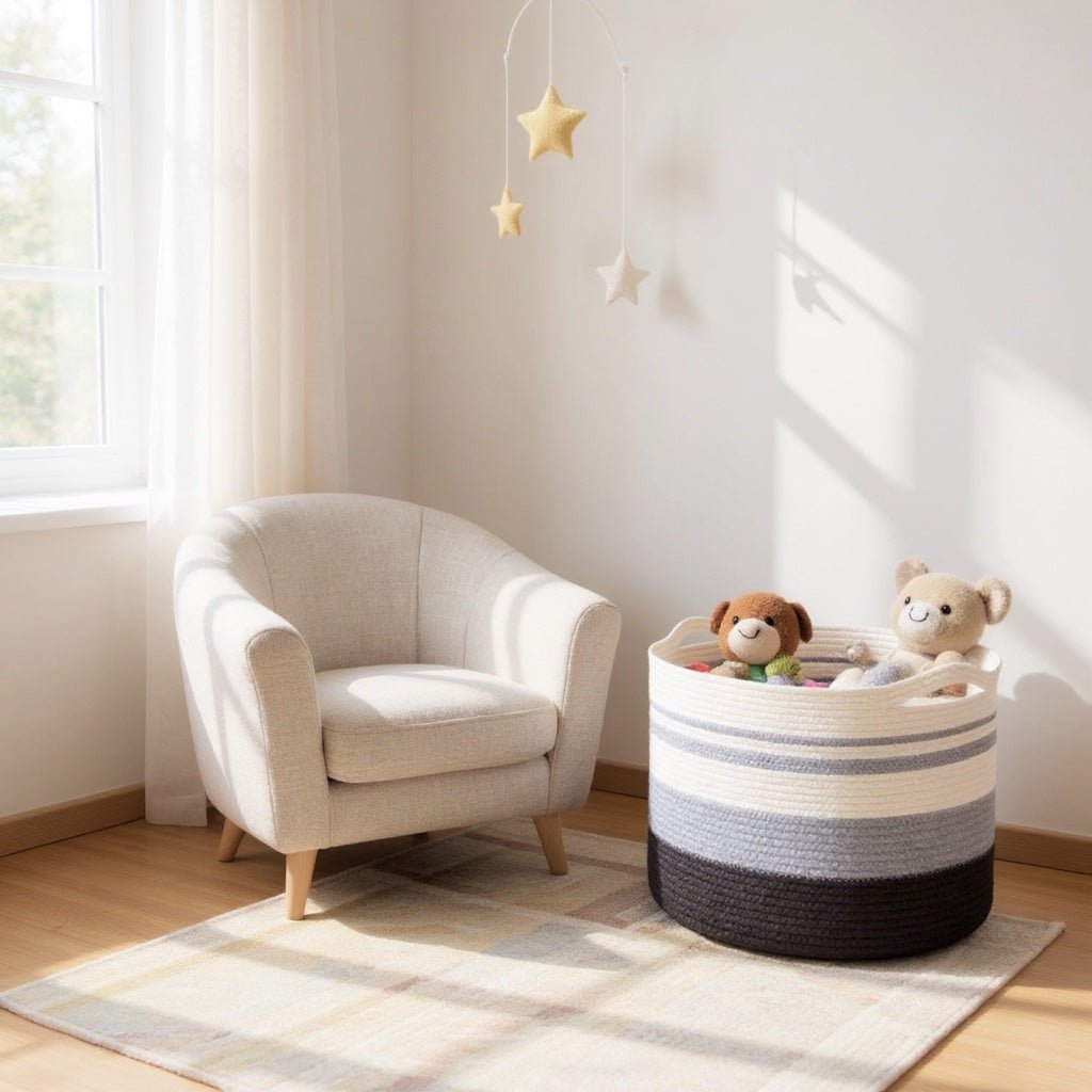 Grey & White Ombre storage basket - HomeDukaan