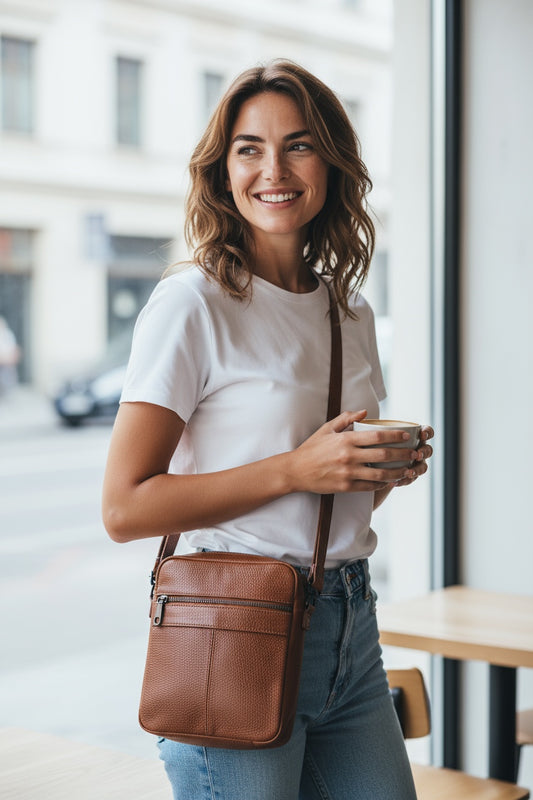 unisex  brown leather bag