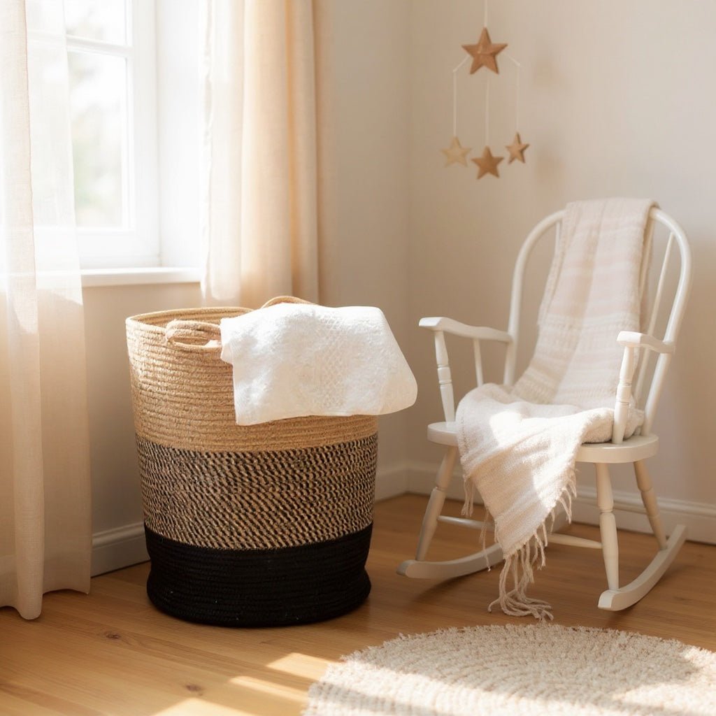 Natural Jute & Black Basket - HomeDukaan